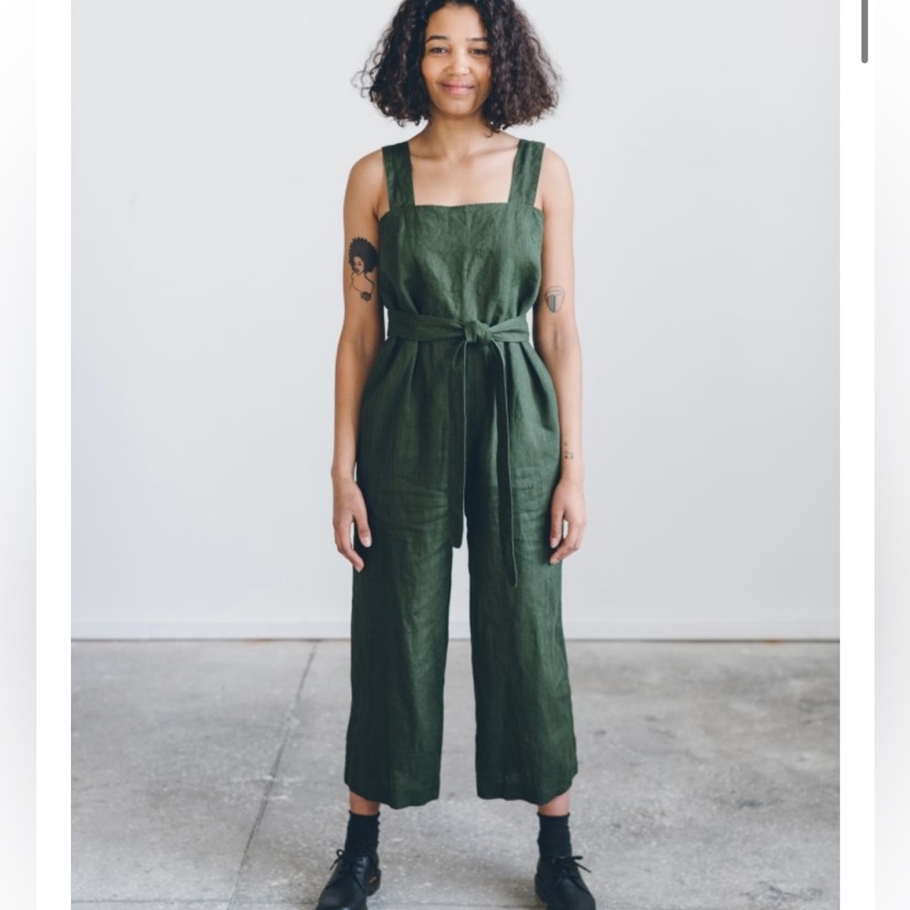 Linenfox Naomi Forest BLACK Linen Jumpsuit, Size S